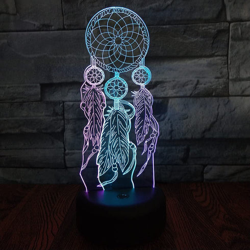 YAOFAR Dream Catcher Night Light LED 3D Illusion USB Dreamcatcher Lamp Present Birthday Gift for Baby Toddler Boy Girl Kid Mother Nursery Bedroom Room Decor (Dream)
