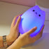 WoneNice Portable Cute Cat Silicone LED Night Lamp,USB Rechargeable Children Night Light with Warm White & 7-Color Breathing Modes, Touch Sensor Control, Christmas Gifts for Baby, Kids, Adults