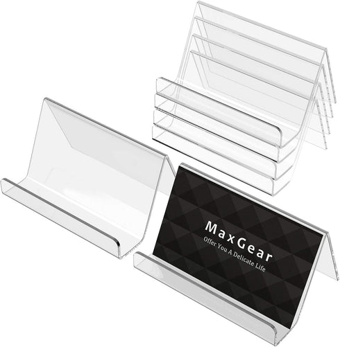 MaxGear Business Card Holder for Desk Acrylic Business Card Display Holders Clear Business Cards Holder Stand 6 Pack Desktop Plastic Name Card Organizer, Capacity: 50 Cards
