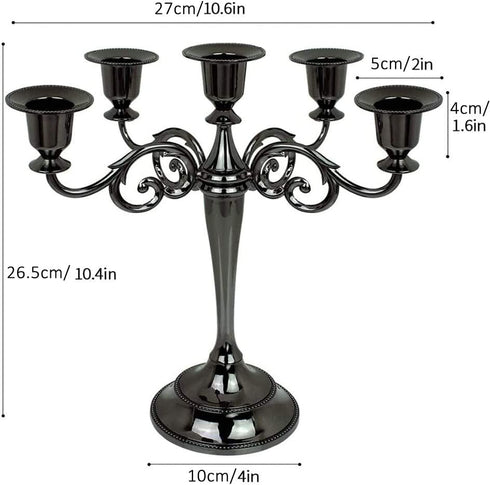 VINCIGANT Black Candle Holders Fireplace Candelabra for Taper Candle,Dinning Room Table Centerpieces Decoration,Christmas