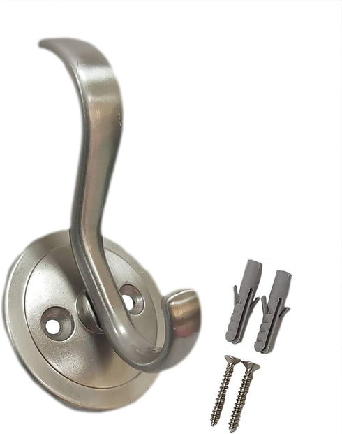 QCAA Zinc Diecast Coat Hook, Satin Nickel, 5 Pack