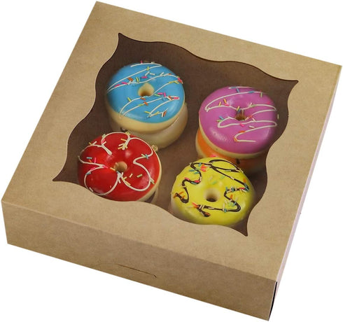 15-Pack 10"x10"x3"Brown Bakery Boxes with PVC Window for Pie and Cookies Boxes Large Natural Craft Paper Box 10x10x3inch (Brown, 15)