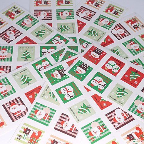 Merry Christmas Holiday Stamps Creative Sticker Assortment, 100 Stickers - Best Gift for Kids! Santa, Christmas Tree, Snowman and Christmas Stocking ( 10 Sheets)