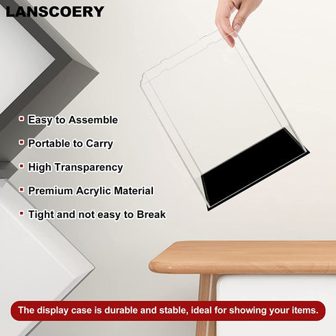 LANSCOERY Clear Acrylic Display Case Assemble Countertop Box Cube Organizer Stand Dustproof Protection Showcase for Action Figures Toys Collectibles (4x4x6inch; 10x10x15cm)