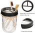Aebor Mason Jar Bathroom Accessories Set(4 Pcs)-Foaming Soap Dispenser &2 Cotton Swab Holder Set &Toothbrush Holder(Black)