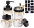 Aebor Mason Jar Bathroom Accessories Set(4 Pcs)-Foaming Soap Dispenser &2 Cotton Swab Holder Set &Toothbrush Holder(Black)