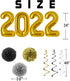 Graduation 2022 Party Supplies Black, Gold Happy Large Balloons Decorations Photo Backdrop and New Years Decor Accessories Kit Golden Fringe Curtain Glitter Banner with Pompoms Ornament Senior College