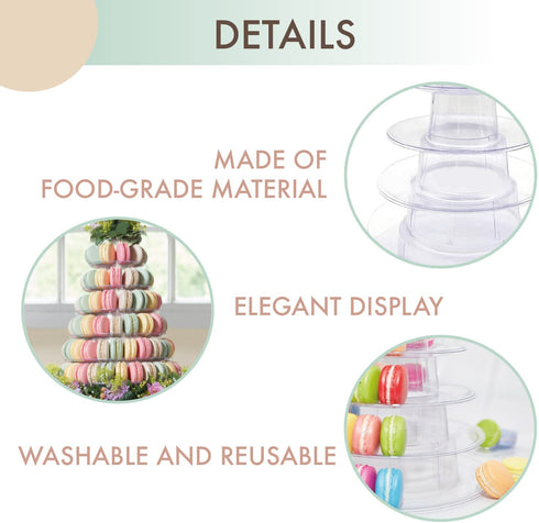 Round Macaron Tower Stand, 6 Tiers Cupcake Holder Stand Cake Display Rack Adjustable Tiers for Wedding Birthday Party Decor