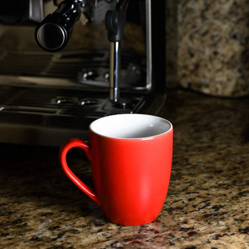 Homvare Porcelain Coffee Mug, Suitable for Both Hot and Cold Beverage Dishwasher and Microwave Safe, 10 oz - Red - 2 Pack