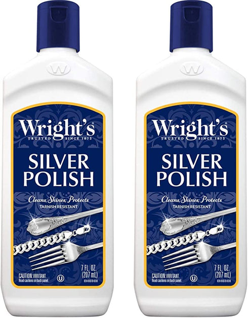 Wright's Silver Cleaner and Polish - 7 Ounce (2 Pack) Ammonia-Free - Use on Silver, Jewelry, Antique Silver