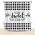 Farmhouse Buffalo Plaid Shower Curtain Black White Checked with Home Sweet Home Rustic Country Bathroom Curtain 72x72 Inch Polyester Fabric Decor
