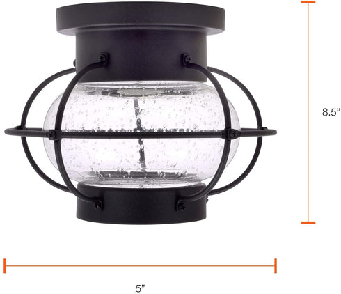 SYLVANIA Vintage Essex Cage Light Fixture, Semi-Flush Mount with 1 60W LED Dimmable Bulb Included, Dimmable (75515)