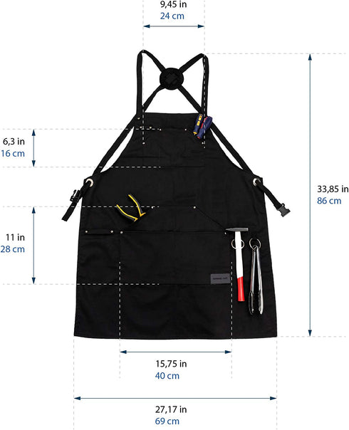 Master Chef Apron for Men Professional Waterproof Heavy Duty Black Cooking Apron for BBQ Grill Kitchen Apron for Women with Pockets M to XXL Size men's apron