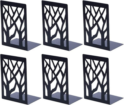 Book Ends Universal Premium Bookends for Shelves, Non-SkidBookend, Heavy Duty Metal Book End, Bookend Supports, Book Stoppers (3Pairs/6Pieces) Black