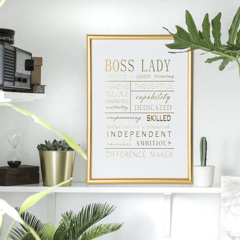 Boss Lady Office Decor 12"—8.6"- Boss Lady Gift for Boss Women with Gift Box, Valentines Day Gift for Her Office Inspirational Desk Decor Wall Art Framed Desk Sign Girl Boss Gifts for Women Supervisor