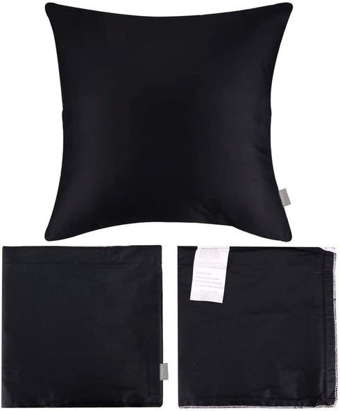 4-Pack 100% Cotton Comfortable Solid Decorative Throw Pillow Case Square Cushion Cover Pillowcase Sublimation Blank Pillow Covers(Cover Only,No Insert) (26x26 inch/ 66x66cm, Black)