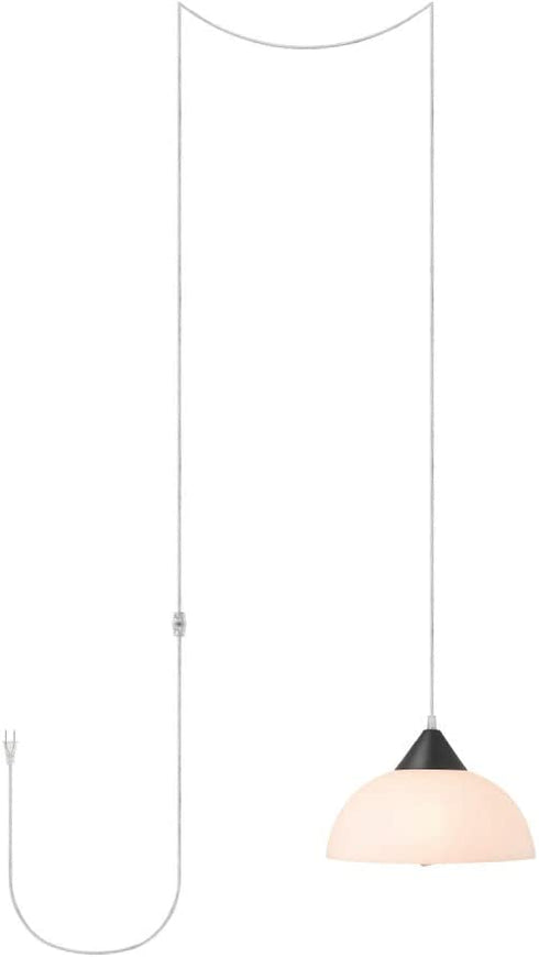 Globe Electric 60435 Finn 1-Light Plug-in Pendant, Dark Bronze, Frosted Plastic Shade, Clear Hanging Cord