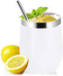 Zonegrace 4 Sets 12 oz Stainless Steel Stemless Wine Glass/Mug, Unbreakable Double Wall Vacuum Insulated thermal White Wine Tumbler with Lids for Wine, Coffee, Including 4 Straws