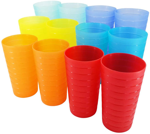 AOYITE Plastic Tumblers Drinking Glasses Set of 12 | Break Resistant 22 oz Plastic Cups | 6 Assorted Colors Restaurant Quality | BPA Free