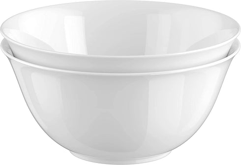 Large Serving Bowls, By Kook,Ceramic Make, For Snacks, Salad, Pasta, White, Set of 2, 9.25 inch, 3.75qt