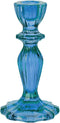 Talking Tables Blue Glass Candlestick Holder Taper Candle Stand for Indoor or Outdoor Dining, Elegant Dinner Party Decorations, Birthday, Garden, Wedding, Home D©cor