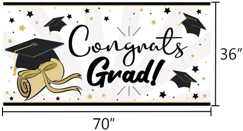 JOYIN Graduation Party Supplies Set with 18 Pcs Plastic Cups, 18 Pcs 9" Plates, 36 Pcs 6.5"X6.5" Napkins, Tablecover (54"x72") and Banner (36"x70")