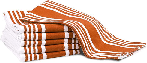 FOSSICS Designer Hand and Kitchen Dish Towels, One Half Dozen | Oversized 20 x 30 inches | Apricot Stripe