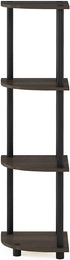 Furinno Turn-N-Tube 4-Tier Corner Display Rack Multipurpose Shelving Unit, Dark Brown Grain/Black
