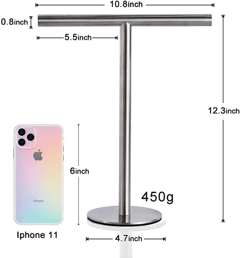 Modern Portable Hand Towel Holder Stand for Bathroom Stainless Steel countertop Towel Rack Stand Brushed Matte Black Free Standing Towel Bar Rack for Kitchen Toilet (Brushed, Stand)