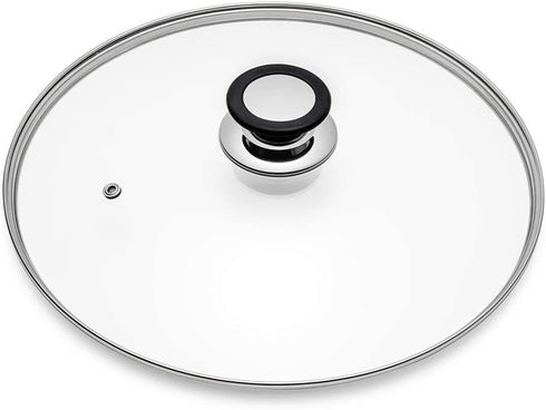 Glass Lid for Frying Pan, Fry Pan, Skillet, Pan Lid with Handle Coated in Silicone Ring,12"/30cm, Clear