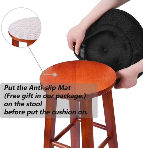 baibu Bar Stool Cushions, Super Breathable Round Bar Stool Covers Seat Cushion Round with Elastic Black 13" - One Cushion Only