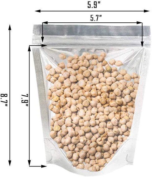 100 PCS Resealable Mylar Bags Stand Up Foil Bags (5.9 x 8.7Inches)