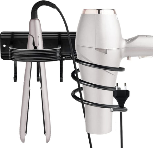 Hair Dryer Holder Wall Mount, Bathroom & Bedroom Hair Care Styling Tools Organizer for Flat Iron, Curling Wand, Hair Straightener