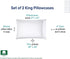 Heirloom Soft, Smooth & Thick Certified 800 Thread Count 100% Cotton Sateen is Superior to Egyptian Cotton Claims, 2 King Size Pillow Cases, Fits King Pillows (Bright White)