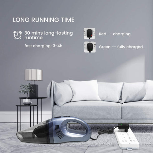 Handheld Vacuum Cordless, Car Vacuum, Rechargeable Hand Vacuum with 6000PA Strong Suction, Portable Mini Vacuum Wet & Dry Use for Car, Home and Office