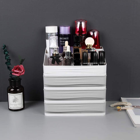 ELUCHANG Cosmetic Makeup Organizer Plastic Storage Box with Drawer Lipsticks Holder Desktop Sundry Storage Case