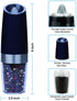 Pepper Grinder, Gravity Electric Pepper Mill, Battery Operated Automatic Salt Mill with Blue LED Light, One Handed Operation, Adjustable Coarseness, Black?Including Stainless Steel Spoon?
