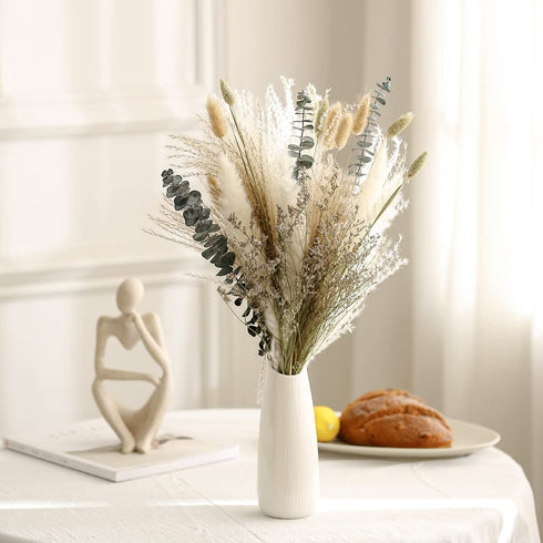 Natural Dried Flower Bouquet ,17" White Pampas Grass Branches Boho D©cor for Vase,Home D©cor Table Decorations for Party Wedding