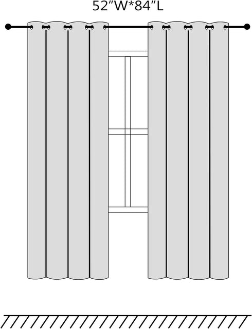 JSFLY Blackout Curtains for Bedroom Thermal Insulated Solid Grommet Window Drapes for Living Room , Set of 2 Curtain Panels 52 W x 84 L inch Long Navy