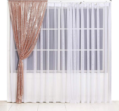 Poise3EHome Sequin Backdrop Curtain 2 Panels 3Ftx7Ft for Wedding Party Decor, Rose Gold