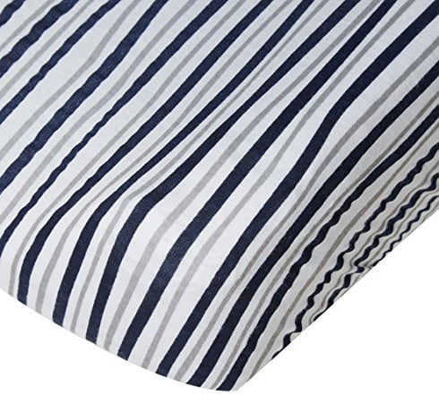 American Baby Company Printed 100% Natural Cotton Jersey Knit Fitted Contoured Changing Table Pad Cover, Navy/Grey Funny Stripes, Soft Breathable, for Boys