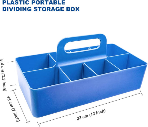 souG New Plastic Portable Makeup Organizer Caddy Tote Divided Basket Bin with Handle,DIY Dividers?8 Compartments?Office Supplies Organizer, Portable Basket Storage Organizer(Blue)