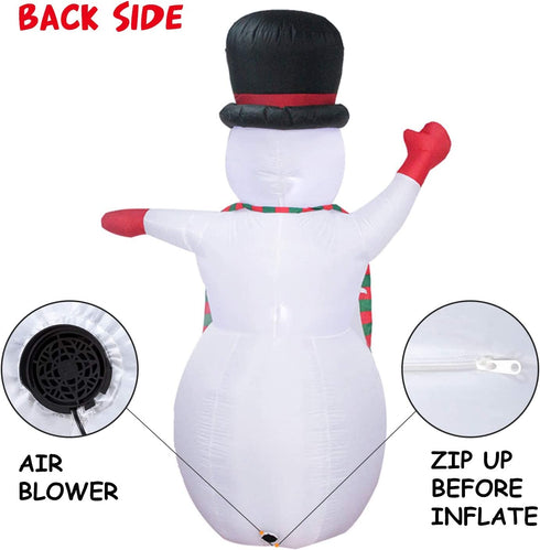 YIHONG 8 Ft Christmas Inflatables Greeting Snowman Decorations, Outdoor Christmas Inflatables with LED Lights for Yard Lawn Décor