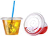 Kartalio,Disposable 9 oz clear Plastic Cups with Flat Lids,100 sets