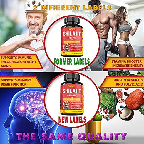 Shilajit Extract Capsules equivalent to 6550mg & Ashwagandha, Ginseng, Saw Palmetto, Maca, Tribulus, Chaga, Pepper | Trace Minerals Fulvic Acid|Immune Support, Brain Boost Supplement, 3 Months Supply