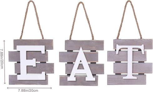 Eat Signs Kitchen Decor,Rustic Kitchen Sign,Farmhouse Kitchen Wall Art,Dining Room Wall Decor,Kitchen Letters Decor,Brown/White, 24*7.8inch