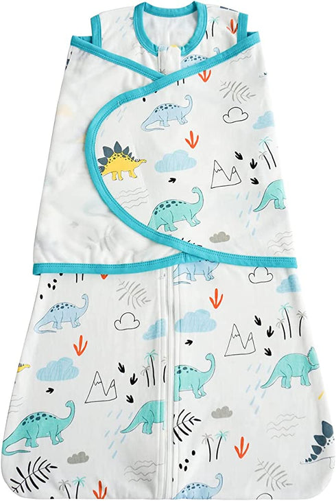 ZIGJOY Baby Swaddle Blanket Easy Adjustable Infant Swaddles Sleep Sack 100% Cotton Comfortable, Safe and Soft for Boy Girl 6-12 Months Babies (Dinosaur Pattern)