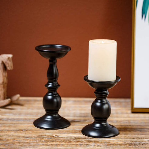 Retro Iron Candle Holder Cylindrical Candle Holder Table Candle Holder for Wedding, Festival and Birthday Candlelight Dinner Decorative Light Home D©cor Ornament Wedding Table Ornament (2Pcs)