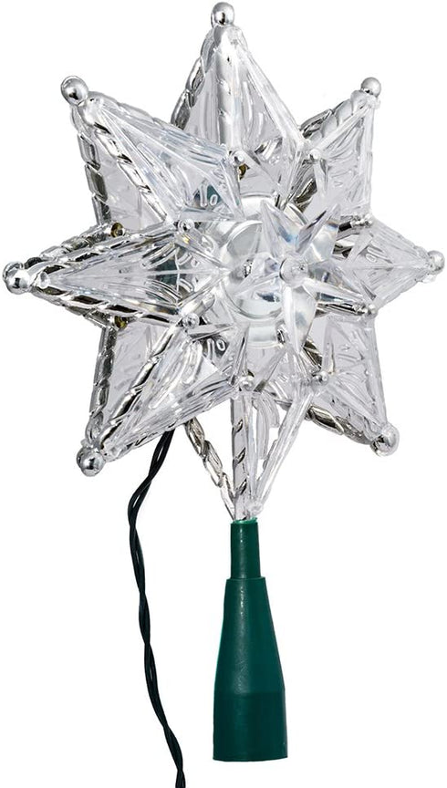 Kurt Adler 10-Light 8-Point Star Christmas Treetop, 8-Inch, Clear