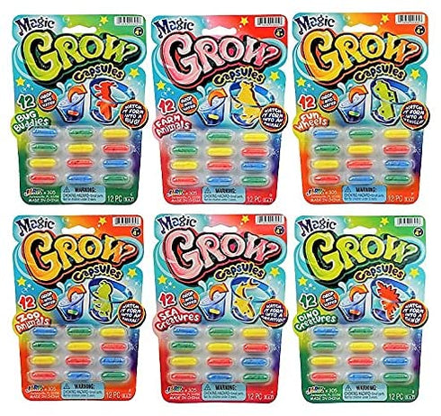 Ja-Ru Magic Grow Capsules, (12 Packs 144 Capsules Assorted). Water Growing Animals Capsules. Great Party Favor Kids Toy. 305-12p